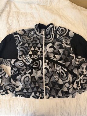 Vtg Nike Black & White Geometric Swirl Windbreaker Jacket